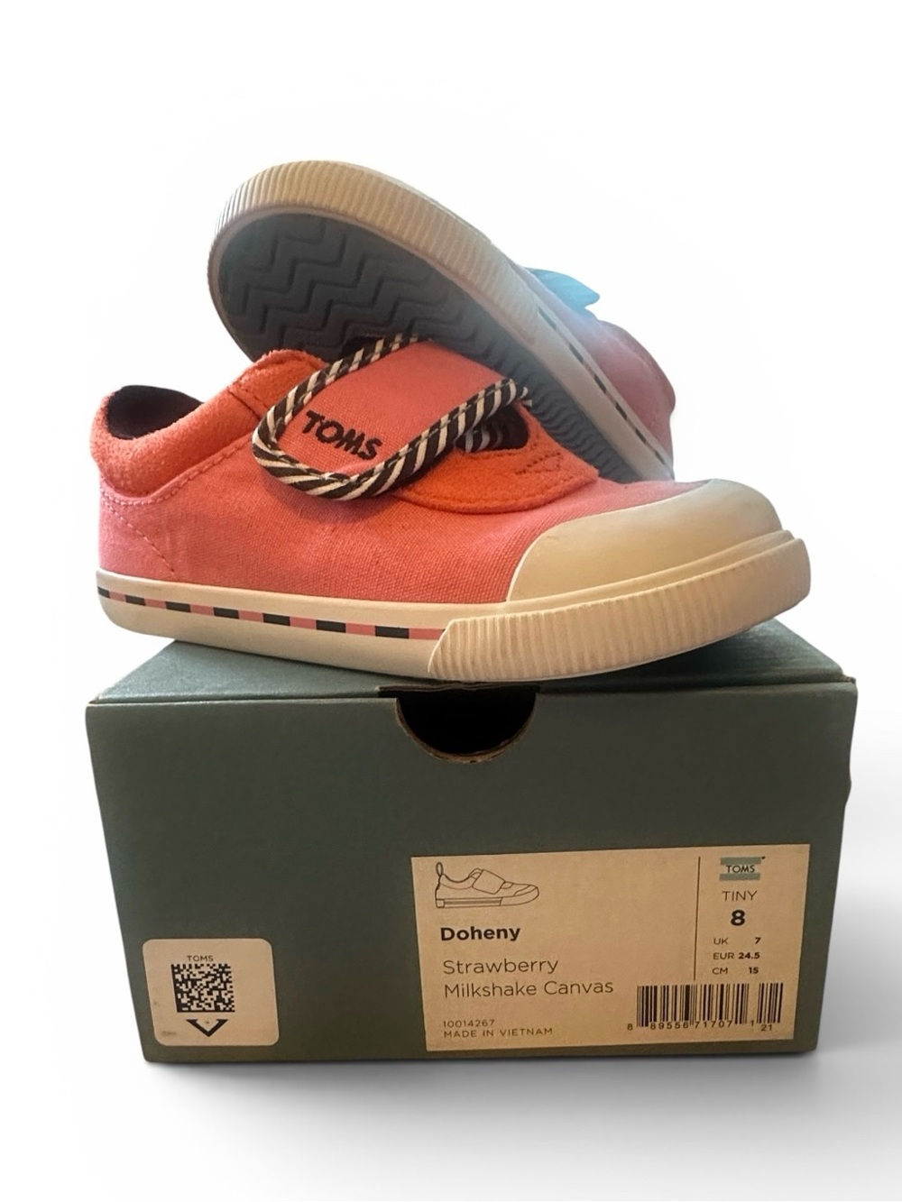 Toms - Toddler Doheny Strawberry Millshake Canvas Velcro shoes - LIKE NEW